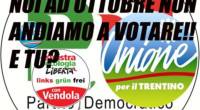 Redazione di Operai Contro, alle elezioni nelle province di Trento e Bolzano ancora una vittoria di quelli che non hanno votato. In Trentino hanno votato 261.759 persone, pari al 62,82%, secondo i dati pubblicati sul sito della provincia Autonoma di Trento. Affluenza in calo di oltre 10 punti rispetto alle provinciali del 2008 quando aveva votato il 73,13%. In Alto Adige l’affluenza è stata del 77,7% degli iscritti al voto (289.766 votanti): si tratta di un calo del 2,4% rispetto al 2008, quando l’affluenza al voto era stata dell’80,1%. La percentuale piu’ alta si registra a Rodengo (91,1%), quella […]